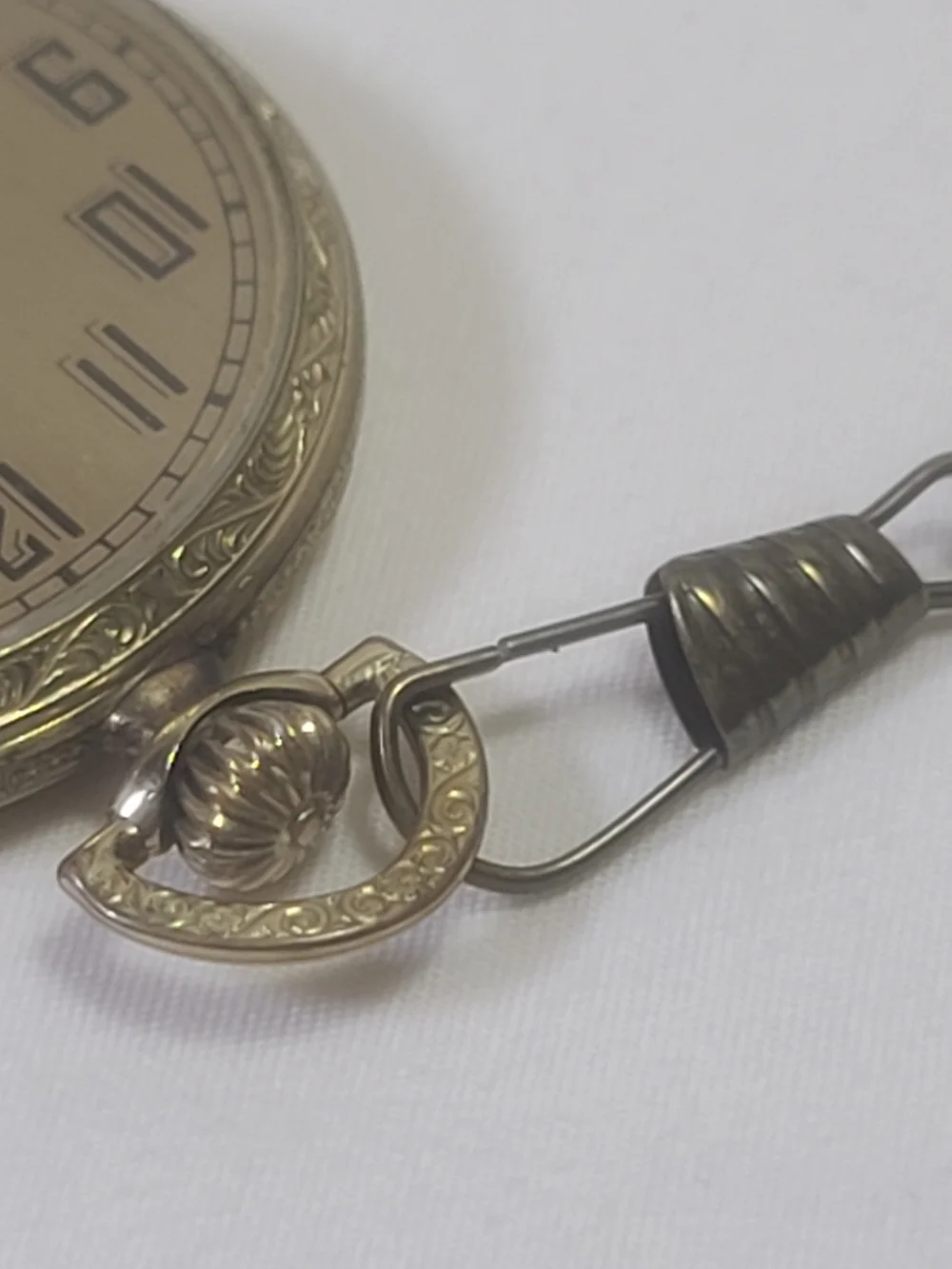 Antique 1920s Elgin National Watch Co. Gold Filled Pocket Watch & Brass Chain